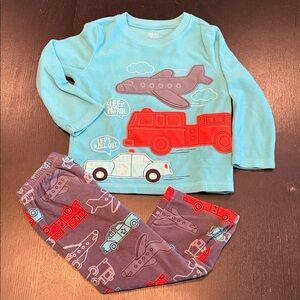 Kids Pajamas with Airplane and Fire Truck Design